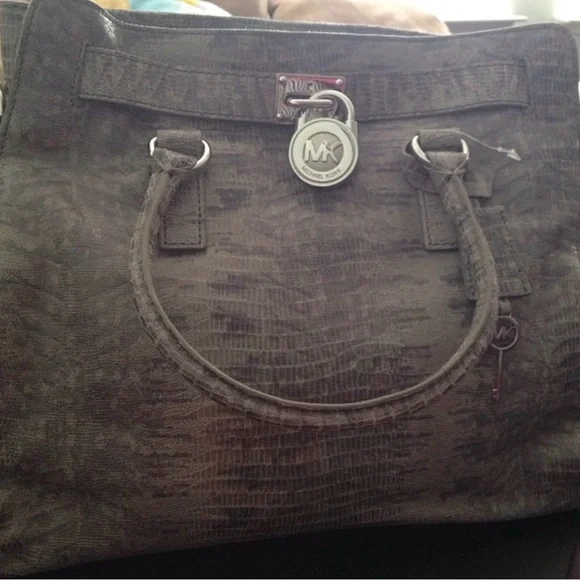 Michael Kors Silver Crocodile-Embossed Satchel - Picture 2 of 10